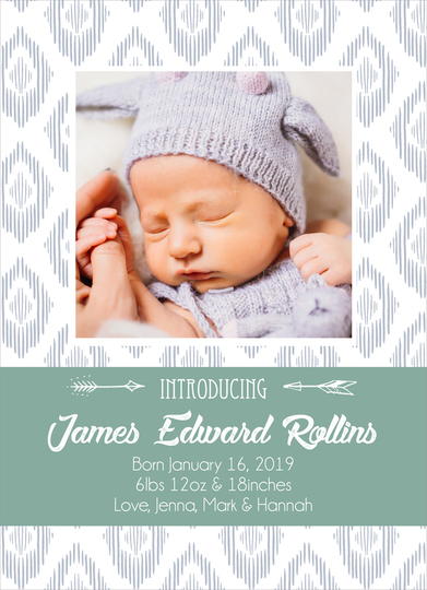 Green Arrow Photo Birth Announcements